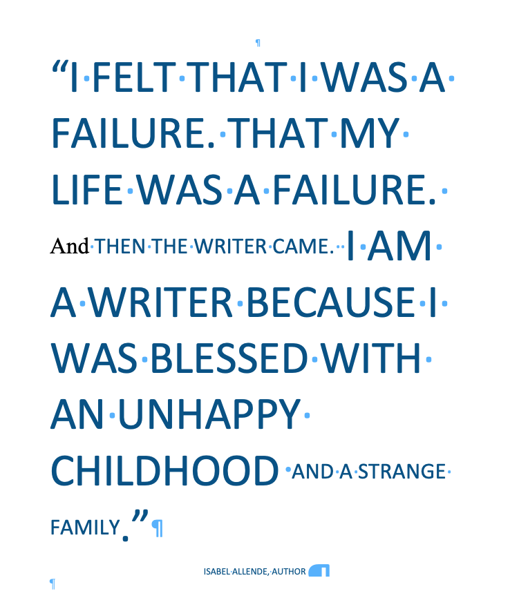ISABEL ALLENDE BLESSED WITH AN UNHAPPY CHILDHOOD AND A STRANGE FAMILY