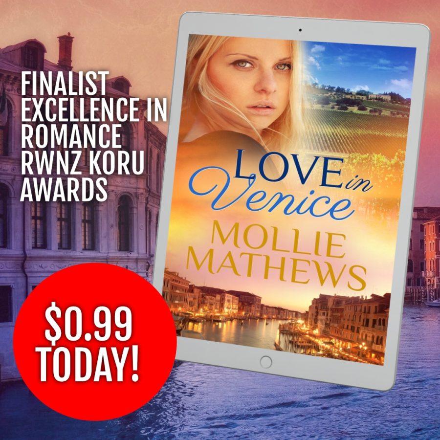 Love in Venice romance novel by Mollie Mathews Finalist in the Koru Awards